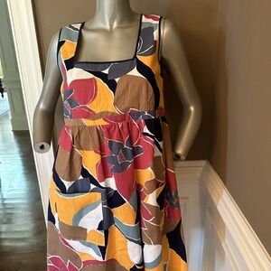 Anthropologie Girls From Savoy Dress Cotton Print Shift Sleeveless Size 10